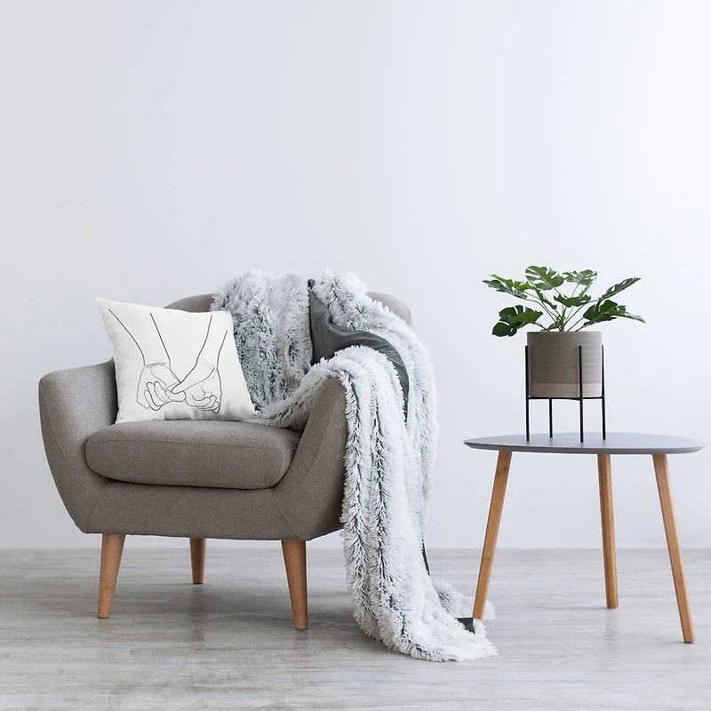 Stupell Industries Fluid Line Abstract Couple Holding Hands Black White Throw Pillow 18" x 18"