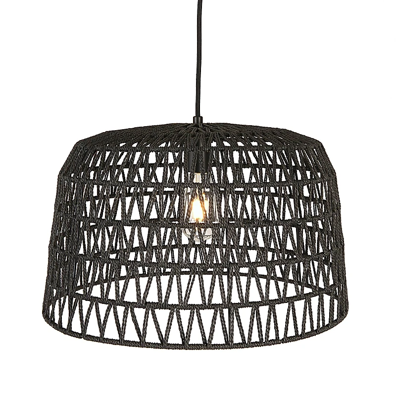 Hello Honey® 19.5" Charcoal Gray Woven Pendant Lamp