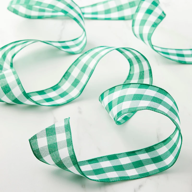 2.5" x 8.3yd. Wired Gingham Ribbon by Celebrate It™ Décor