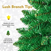 Costway 4.5ft Pre-Lit Hinged Pencil Christmas Tree, Warm White LED Lights
