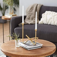 CosmoLiving by Cosmopolitan Gold Iron Contemporary Candlestick Holders, 11" x 10" x 6"