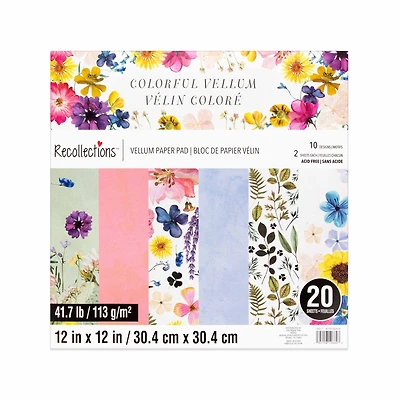 12" x 12" Colorful Vellum Paper Pad by Recollections™, 20 Sheets