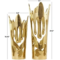 Gold Aluminum Drip Vase with Melting Designed Body Set
