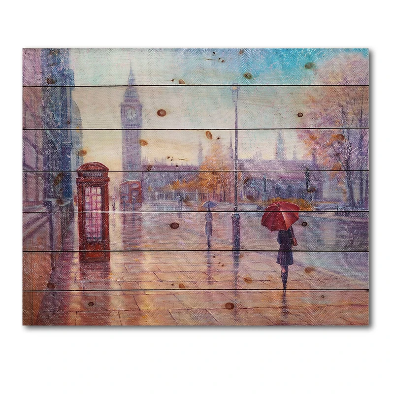Designart - Big Ben and Woman With Red Umbrella In London