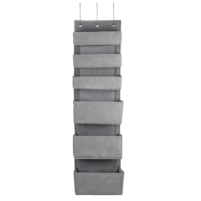 Household Essentials 6-Pocket Over the Door Gray Pocket Organizer
