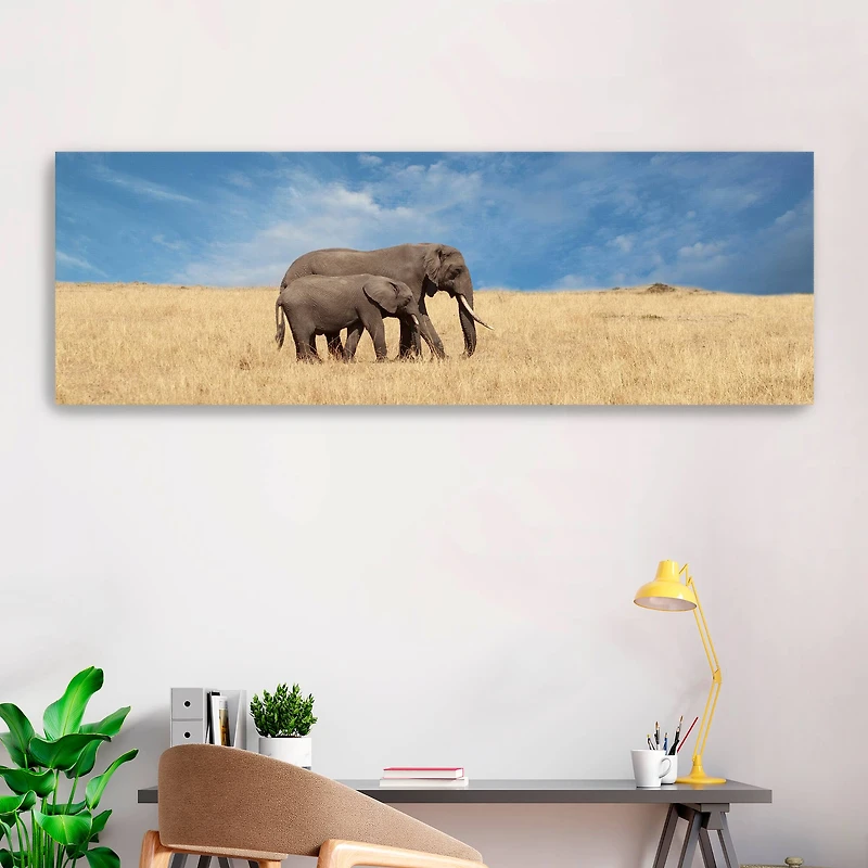 Elephant And Her Calf Canvas Giclee