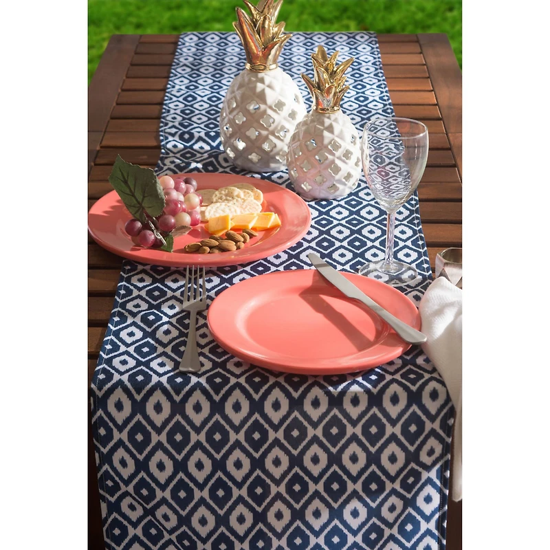 Blue Ikat Outdoor Table Runner 14" x 108"