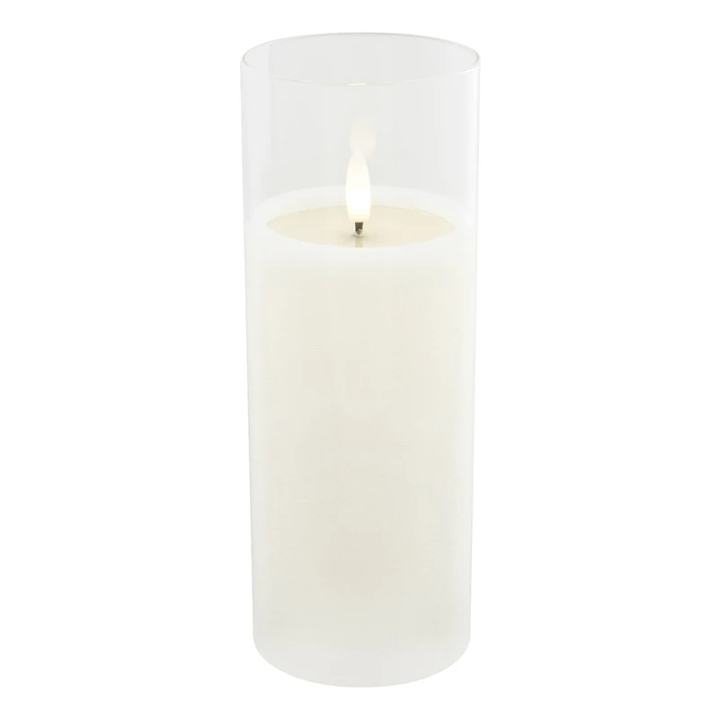 3" x 8" Flickering Flame LED Glass Wax Candle by Ashland