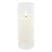 3" x 8" Flickering Flame LED Glass Wax Candle by Ashland