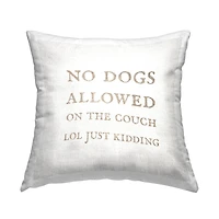 Stupell Industries Dogs Allowed On Couch Funny Pets Minimal Phrase Throw Pillow, 18" x 18"