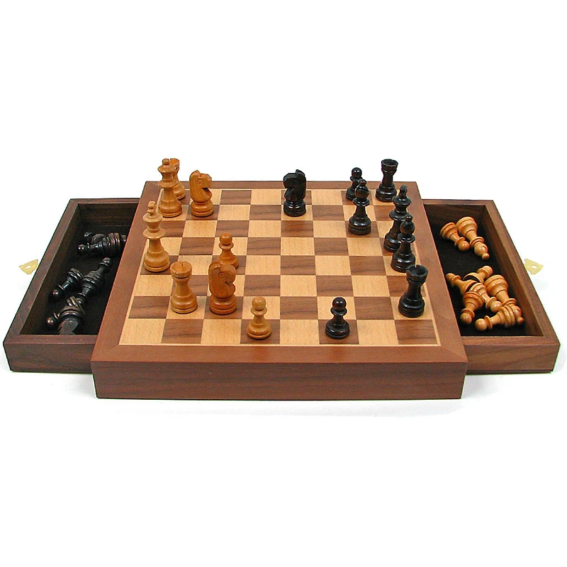 Toy Time Walnut Inlaid Magnetized Chess Set