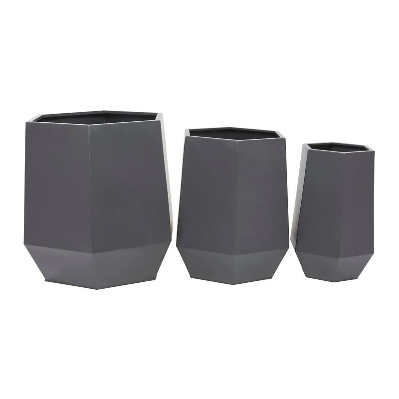 Grey Modern Planter, Set of 3" 21", 16", 11"