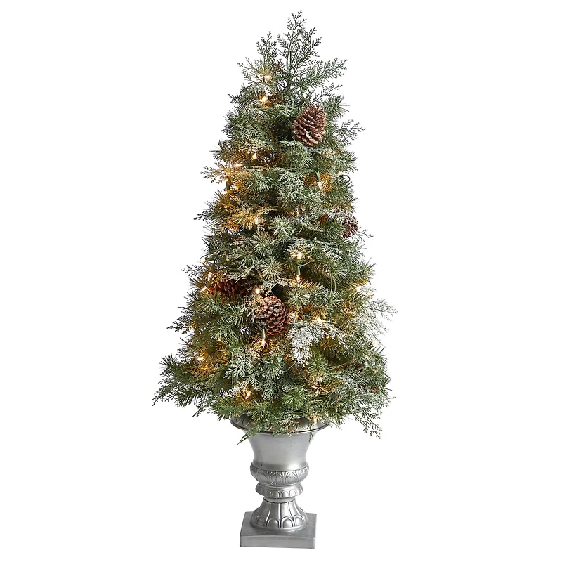 4ft. Pre-Lit English Pine Artificial Christmas Tree, Warm White LED Lights