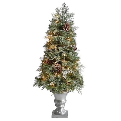 4ft. Pre-Lit English Pine Artificial Christmas Tree, Warm White LED Lights