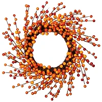 14" Orange & Red Berry Artificial Fall Harvest Twig Wreath