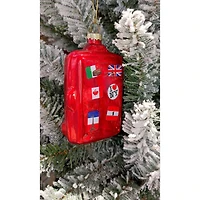 Wizardi 12" Glass Suitcase Christmas Ornament