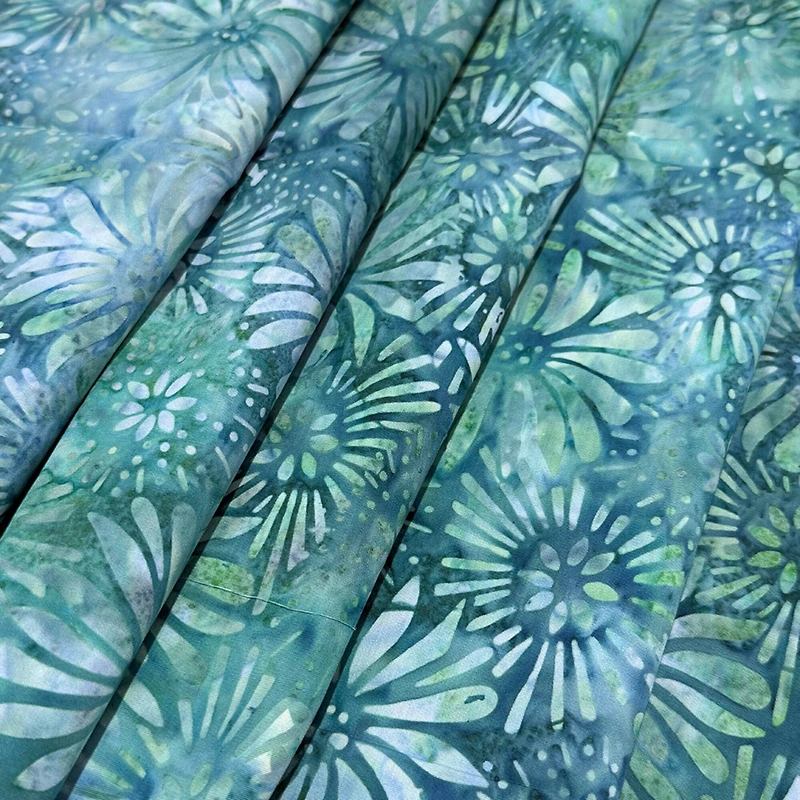 Feldman Batik Purple Turquoise Stamp Large Floral Cotton Fabric