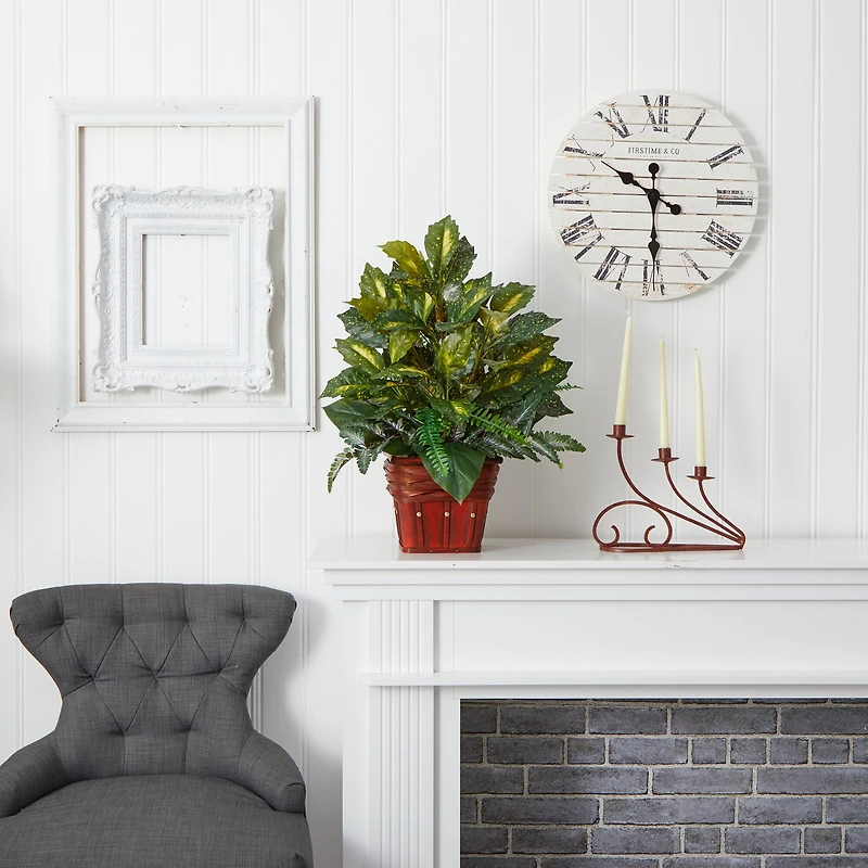 2ft. Mixed Greens In Wicker Basket