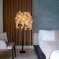 5ft. Pre-Lit Blossoming Pink Artificial Cascading Cherry Tree with Warm White LED Lights