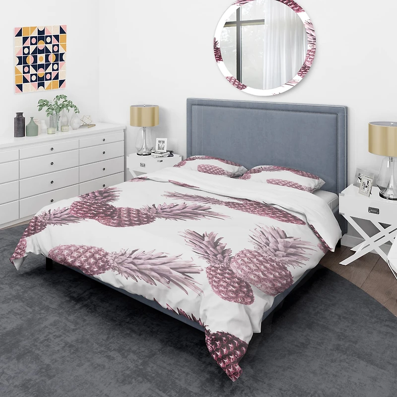 Designart 'Pineapple Summer Bliss III' Mid-Century Duvet Cover Set