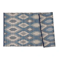 Blue and Gray Ikat Outdoor Floor Runner 3ft. x 6ft.