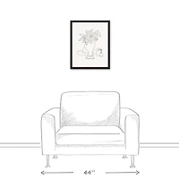Floral Sketched Still I 16" x 20" Black Framed Canvas