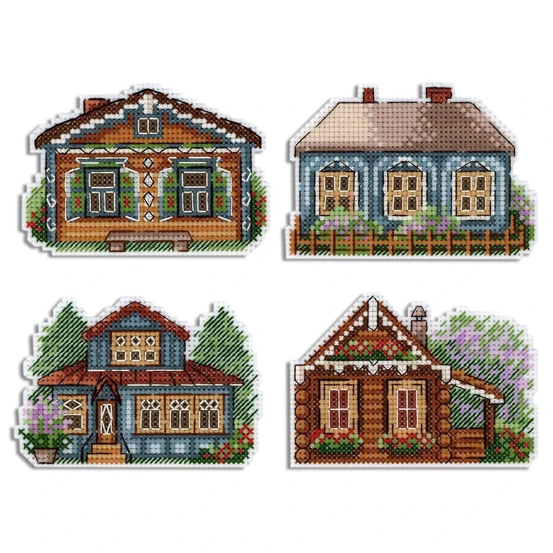 MP Studia Houses Magnets Plastic Canvas Counted Cross Stitch Kit