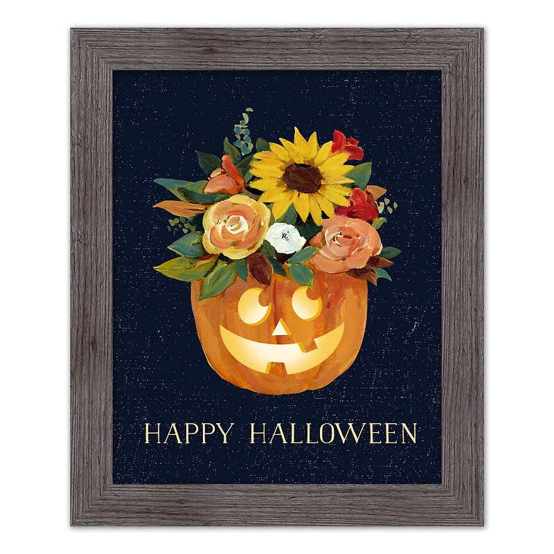 Floral Jackolantern 16" x 20" Western Gray Framed Print