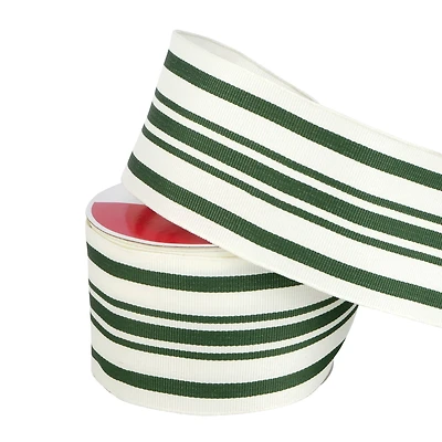 2.5" x 20ft. Green Ticking Wired Ribbon by Celebrate It®