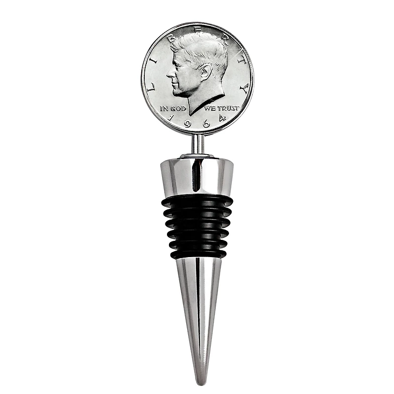 JFK 1964 First Year of Issue Half Dollar Coin Wine Stopper