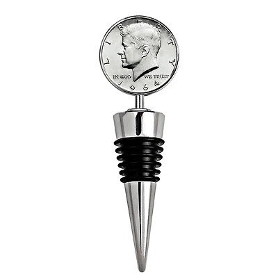 JFK 1964 First Year of Issue Half Dollar Coin Wine Stopper