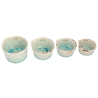 Hello Honey® Green Stoneware Measuring Cups with Reactive Crackle Glaze, 4ct.