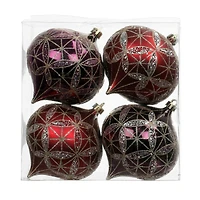 4 Pack 4.7" Purple & Red Glittered Geometric Shatterproof Onion Ornaments by Ashland®