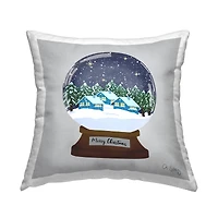 Stupell Industries Merry Christmas Night Sky Snow Globe Throw Pillow