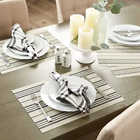 DII® Black Farmhouse Stripe PVC Woven Placemats, 6ct.
