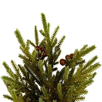 12" Unlit Pine with Berries Artificial Christmas Tree in Burlap Base