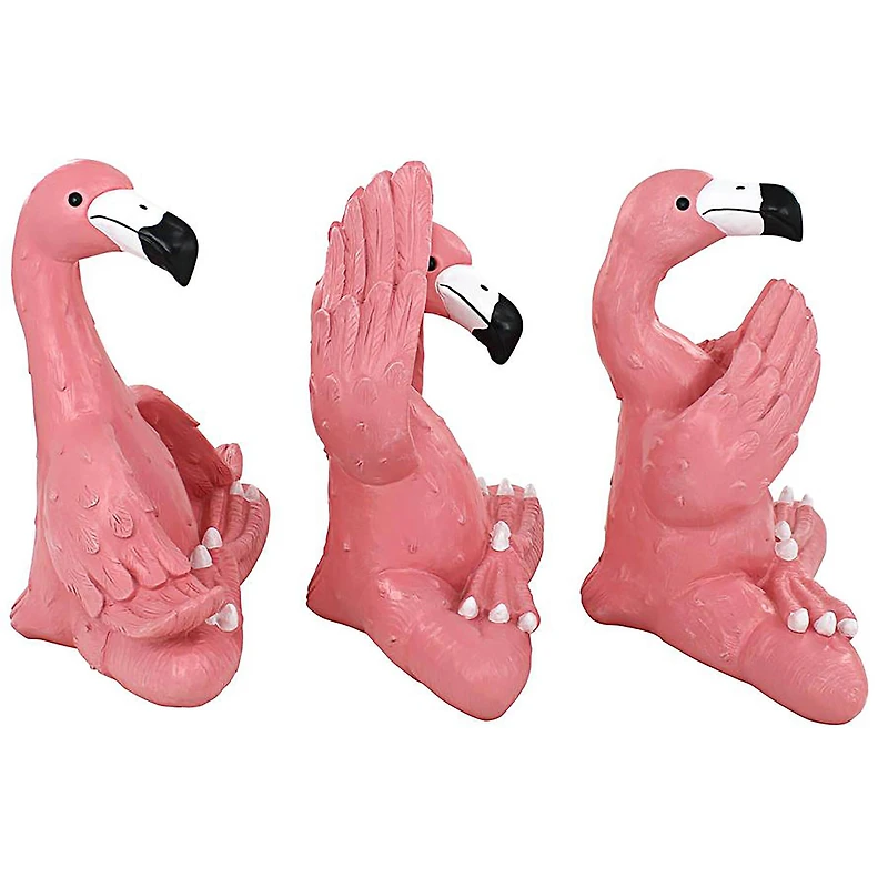Design Toscano 13.5" Large The Zen of Pink Flamingos Yoga Garden Statues Set