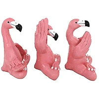Design Toscano 13.5" Large The Zen of Pink Flamingos Yoga Garden Statues Set