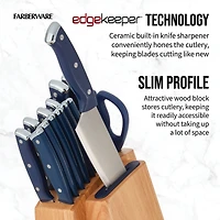 Farberware EdgeKeeper Ink Blue 14-Piece Slim Cutlery Set