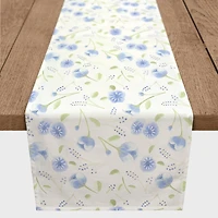 Soft Blue Florals Outdoor Table Runner