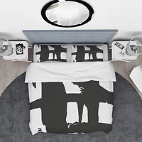 Designart 'Black & White Crossing Paths II' Geometric Bedding Set