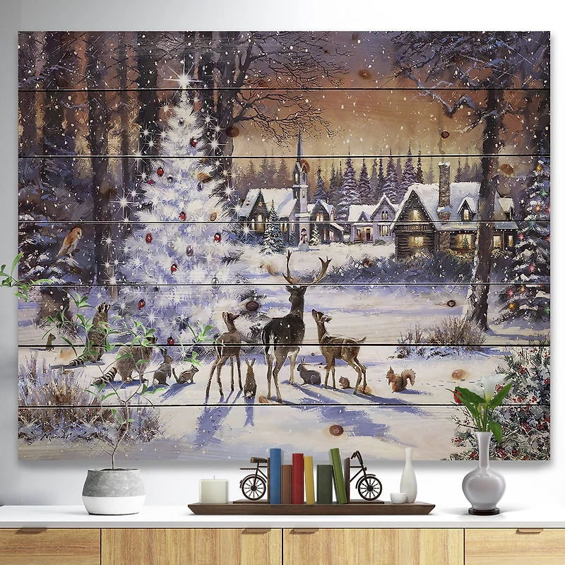 Designart Christmas Woods with Deer
