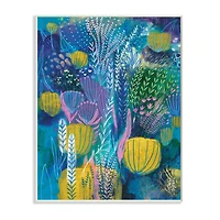 Stupell Industries Field of Abstract Florals Blue Green Yellow Wall Plaque