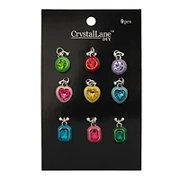 Crystal Lane DIY Silver Enamel Rhinestone Charms, 9ct.