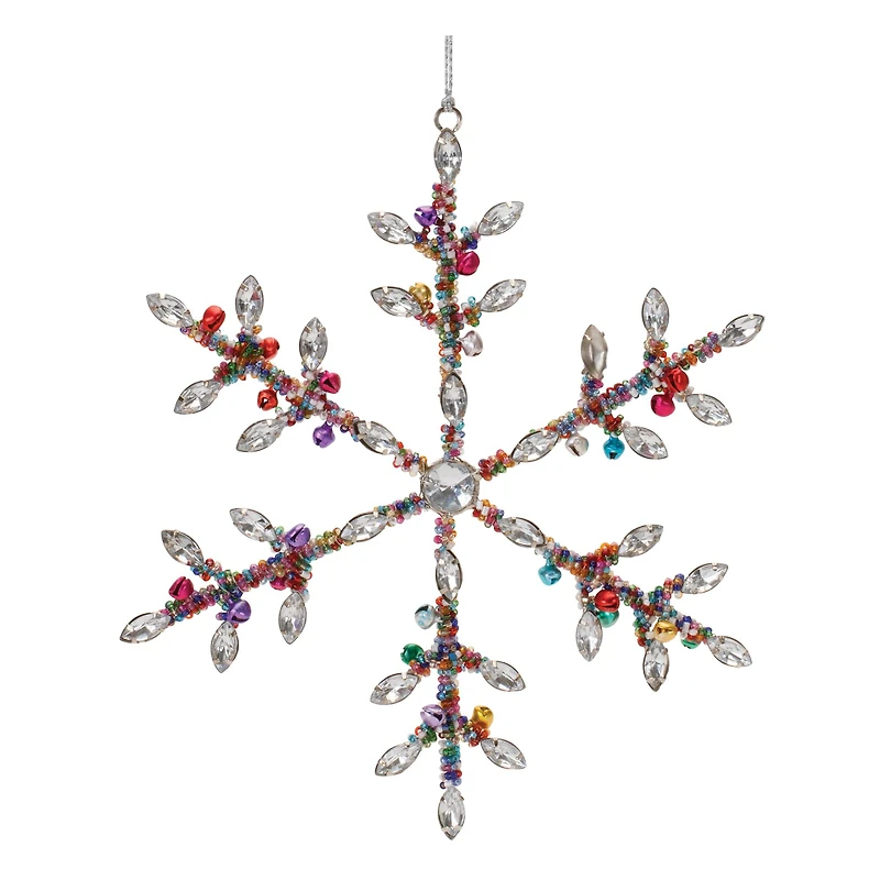 Rainbow Beaded Snowflake Ornament Set