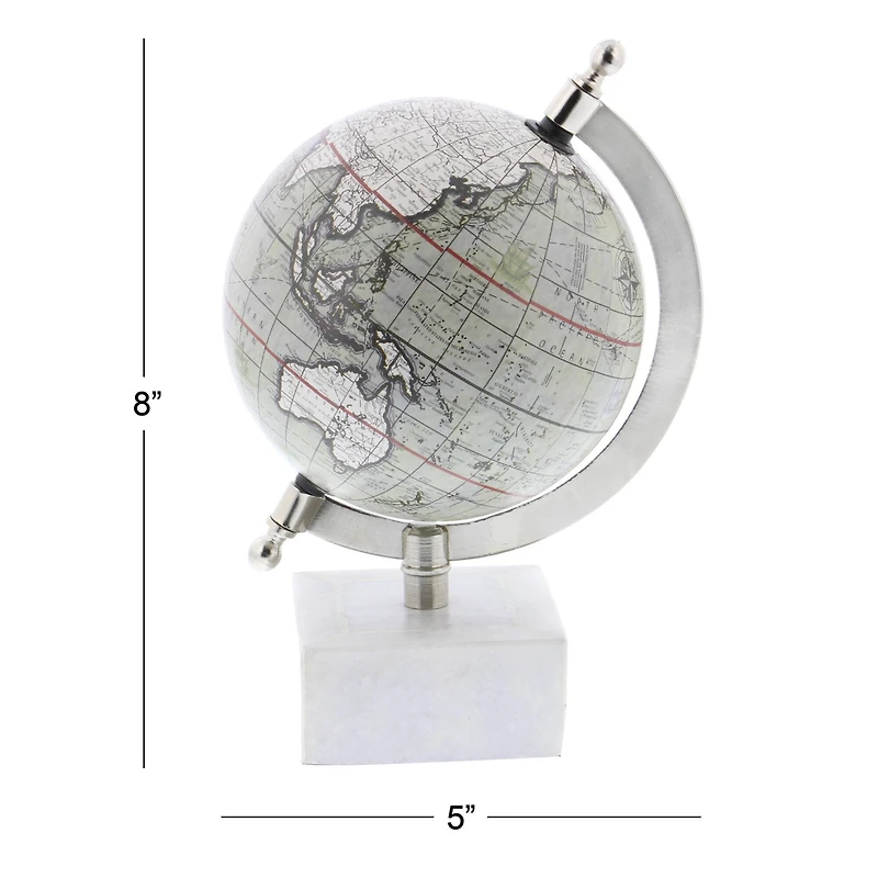 9" White Ceramic & Metal Contemporary Globe