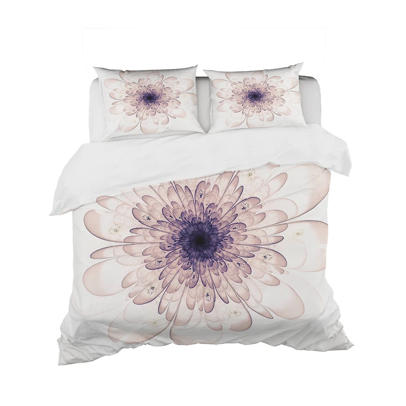 Designart 'Perfect Glowing Fractal Flower in Purple' Modern & Contemporary Bedding Set