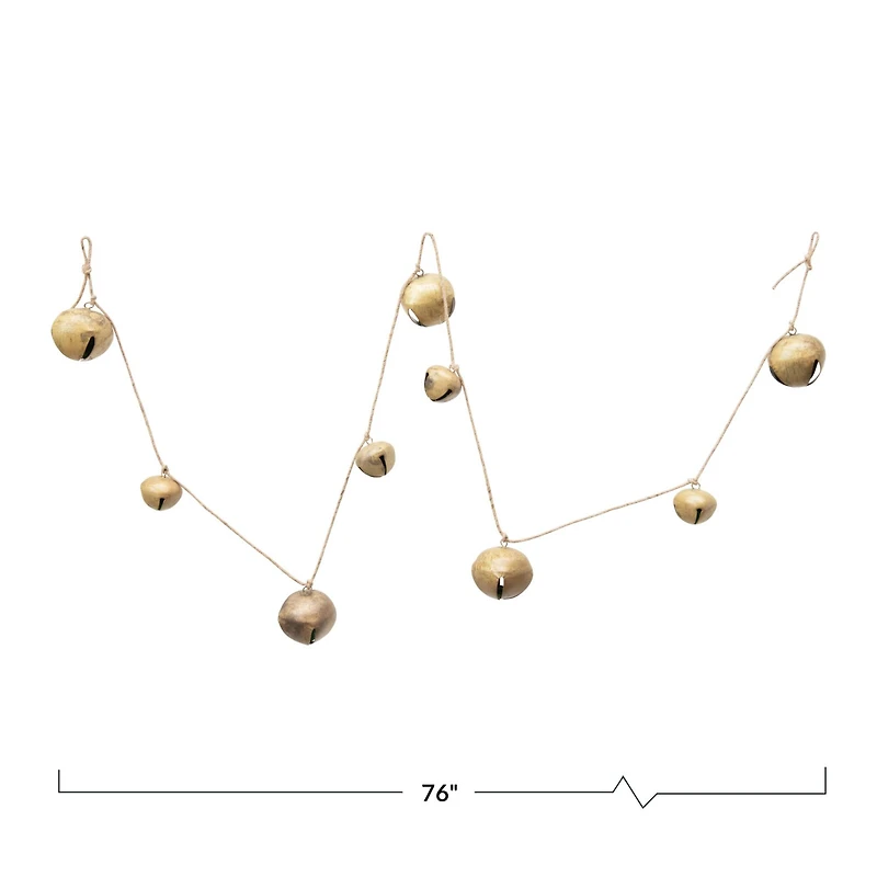 Hello Honey® 6.3ft. Gold Finish Metal Jingle Bell Garland
