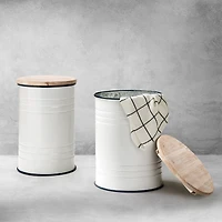 Glitzhome® Farmhouse Metal Enamel Storage Stool Set