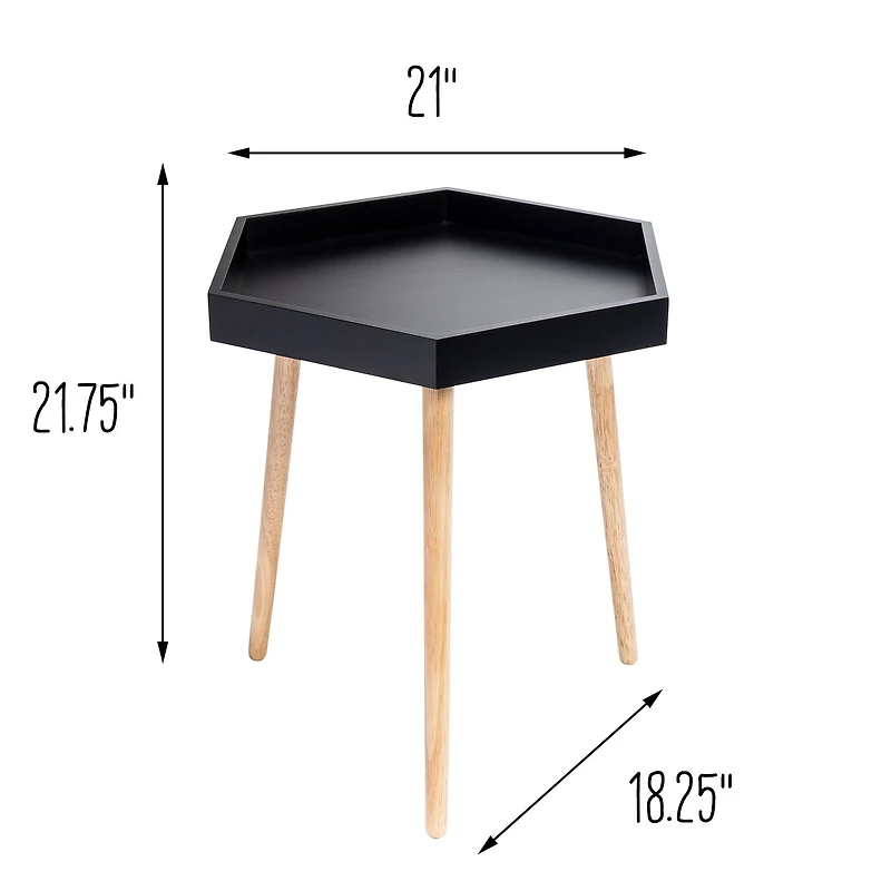Honey Can Do Black Hexagon End Table